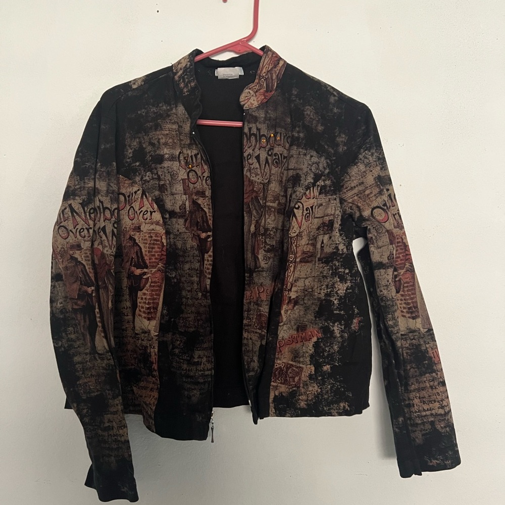 Black and Brown Distressed Bomber Jacket